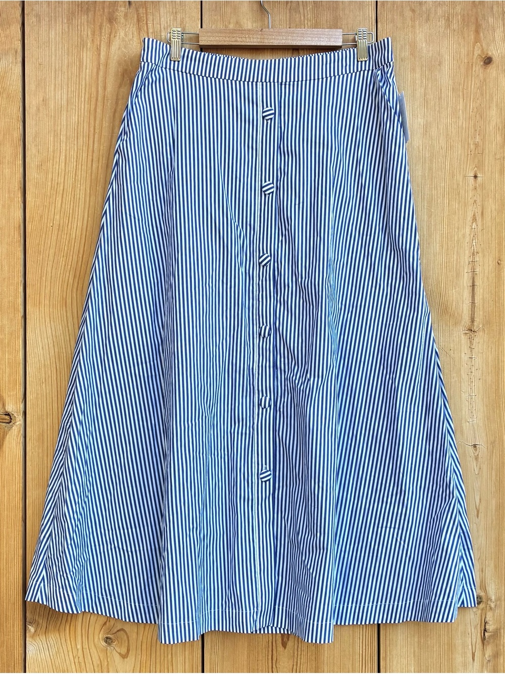 1901 NWOT Blue White Striped Skirt Sz Large - Picture 4 of 8